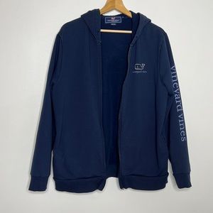 Vineyard Vines no navy blue zipper front whale hoodie